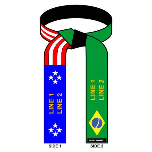 Embroidered American Brazil Flag Martial Arts Belt