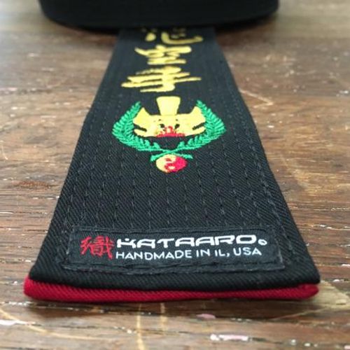 Embroidered Martial Arts Master Black Red Belt Wreath