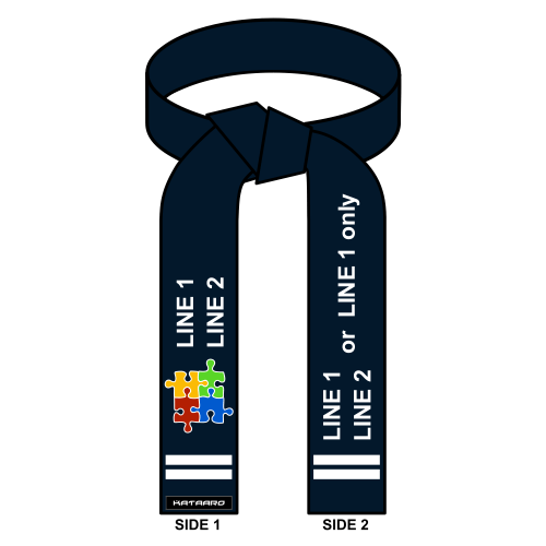 Embroidered Autism Awareness Martial Arts Midnight Blue Belt