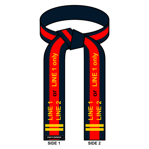 Embroidered Martial Arts Midnight Dark Blue Belt with Red Stripe