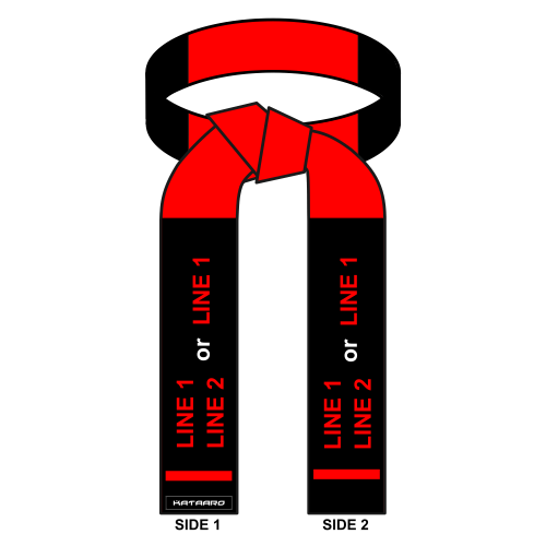 Embroidered Martial Arts Coral Black and Red Panel Belt