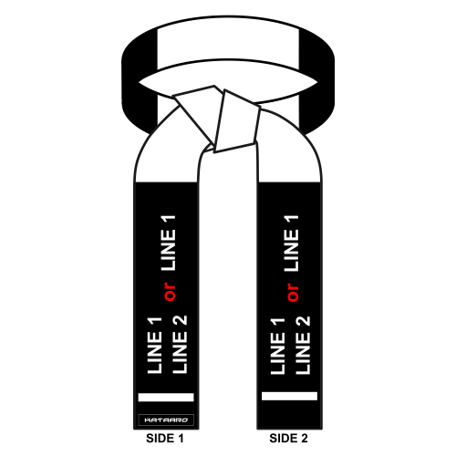 Embroidered Martial Arts Black and White Panel Belt