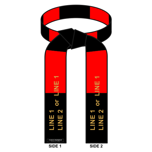 Embroidered Coral Red and Black Panel Belt 5 Inch