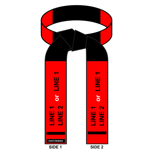 Embroidered Martial Arts Coral Red and Black Panel Belt