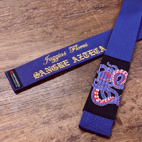 Embroidered Purple Jujitsu BJJ Belt with Octopus