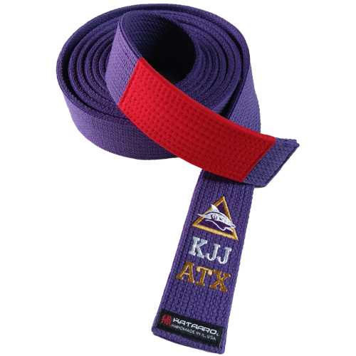 Embroidered BJJ Purple KJJ ATX Red Sleeve