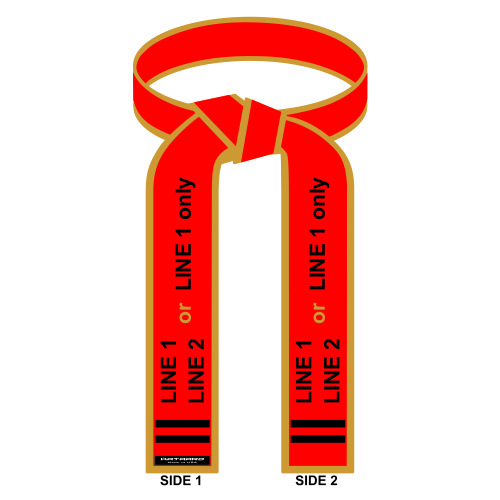 Embroidered Deluxe Master Red Belt Satin Gold Border
