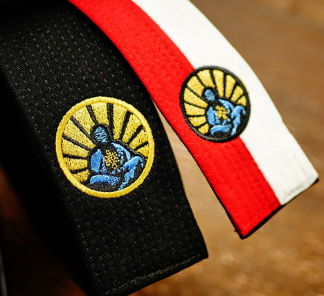 Embroidered Jujitsu Renshi Belt Red White Black Logo