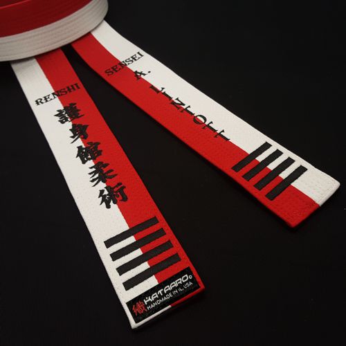Embroidered Jujitsu Renshi Belt Red White Black