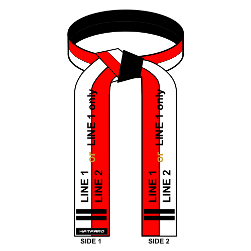 Embroidered Martial Arts Red and White Renshi Belt
