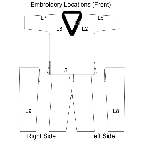 Embroidered Taekwondo Student V-Neck Dobok Uniform Black