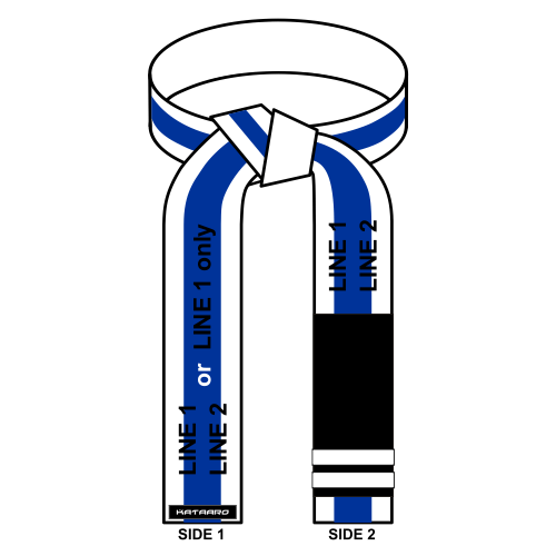 Embroidered Jujitsu Rank Belt with Blue Stripe