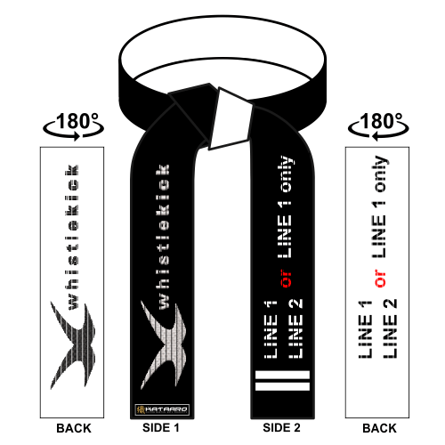 Embroidered Martial Arts WhistleKick Master White Black Belt Illustration