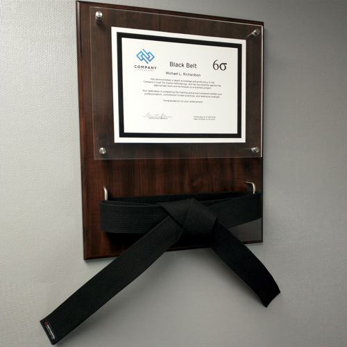 Executive Six Sigma Belt Certificate Display with Black Belt