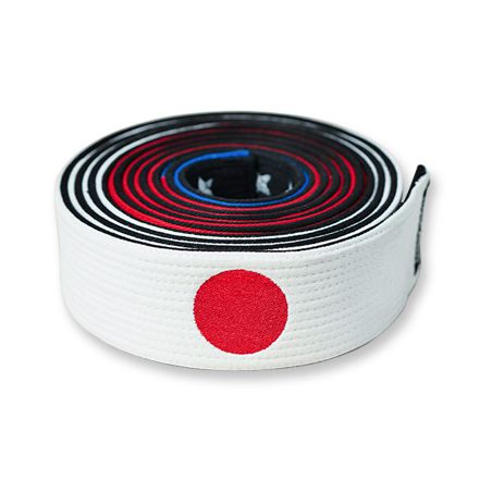Embroidered American Japanese Flag Martial Arts Belt Rolled