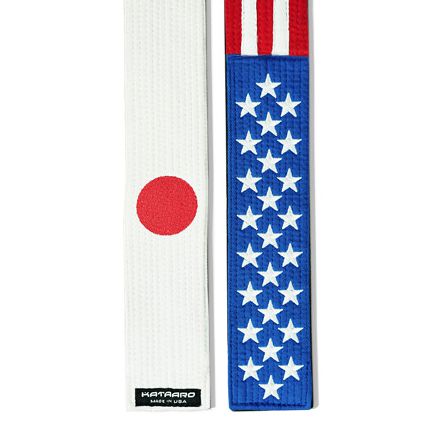 Embroidered American Japanese Flag Martial Arts Belt Ends