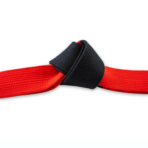 Jujitsu BJJ Red Black Panel Coral Belt Tied