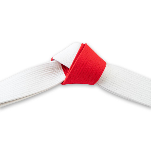Deluxe Jujitsu BJJ Red White Panel Coral Belt Tied