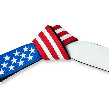 Embroidered American Korean Flag Martial Arts Belt Tied
