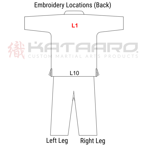 Embroidered Martial Arts Gi Upper Back Location