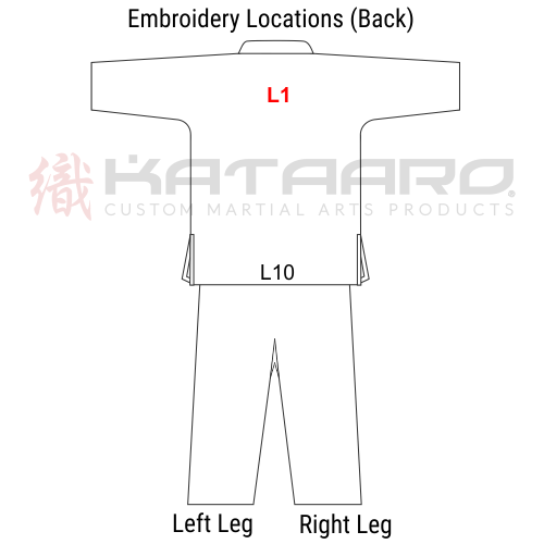 Embroidered Martial Arts Gi Upper Back Location