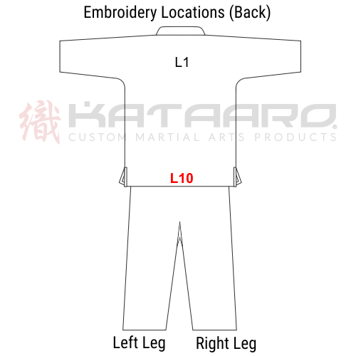 Embroidered Martial Arts Gi Lower Back Location