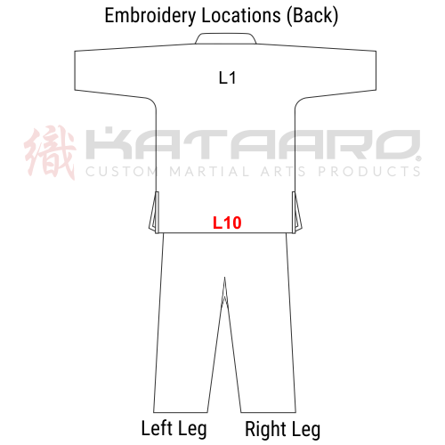 Embroidered Martial Arts Gi Lower Back Location