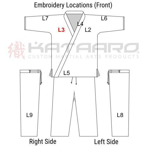 Embroidered Martial Arts Gi Right Chest Location