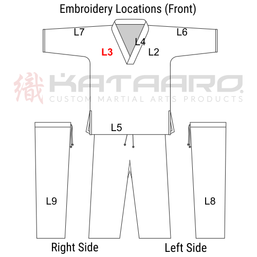 Embroidered Martial Arts Gi Right Chest Location