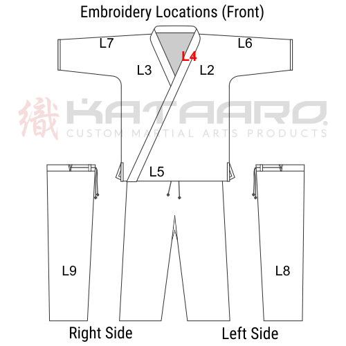 Embroidered Martial Arts Gi Upper Lapel Location