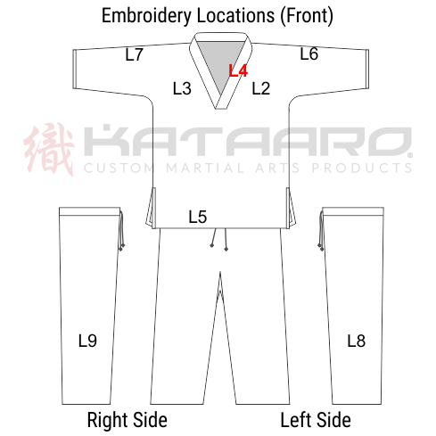 Embroidered Martial Arts Gi Lapel Location