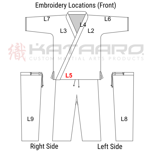 Embroidered Martial Arts Gi Lower Front Location