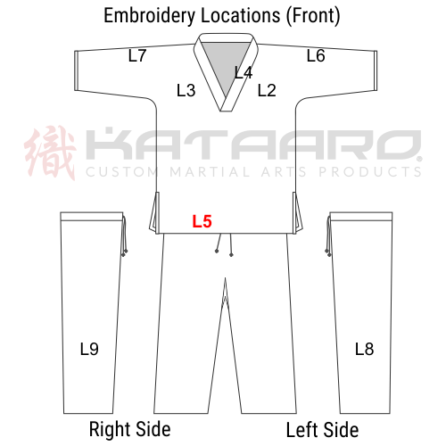 Embroidered Martial Arts Gi Front Bottom Location
