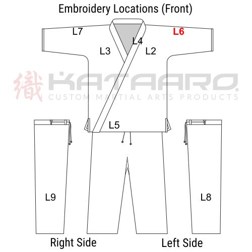 Embroidered Martial Arts Gi Left Shoulder Location