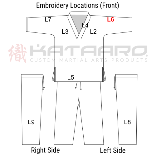 Embroidered Martial Arts Gi Upper Back Location