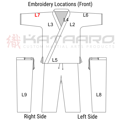 Embroidered Martial Arts Gi Right Shoulder Location