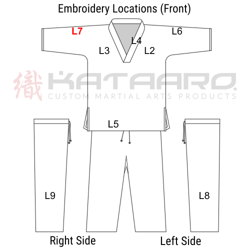 Embroidered Martial Arts Gi Right Shoulder Location