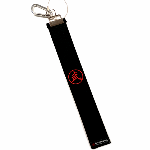 Luggage Tag - Black Satin Martial Arts Belt with Warrior Embroidery