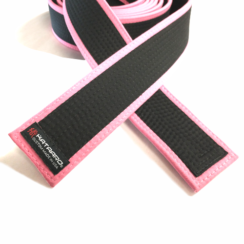 Martial Arts Black Belt with Pink Border for Breast Cancer Awareness