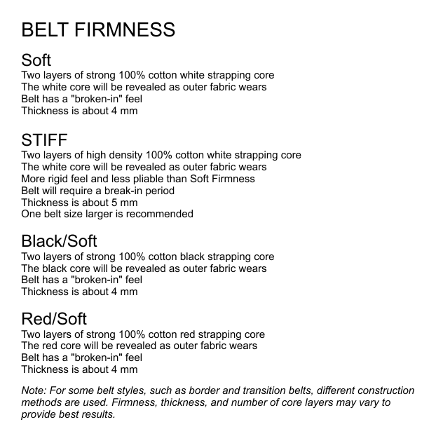 Martial Arts Belt Firmness Information