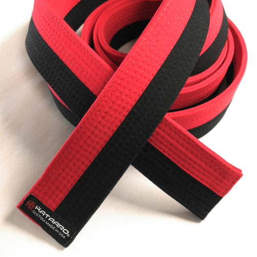 Martial Arts Black and Red Poom Belt Unrolled