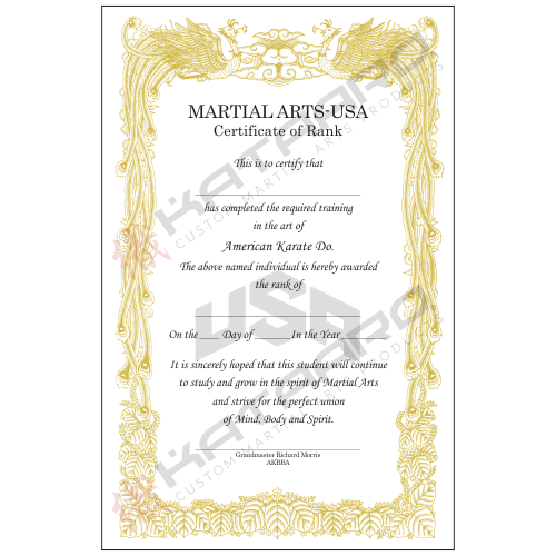 Martial Arts Certificate 11x17 English Semi Custom