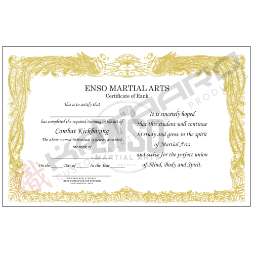 Martial Arts Certificate 11x17 Semi Custom English
