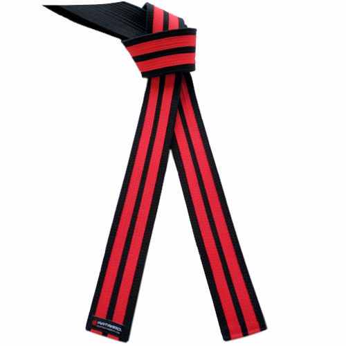 Deluxe Black Belt with Double Red Stripes