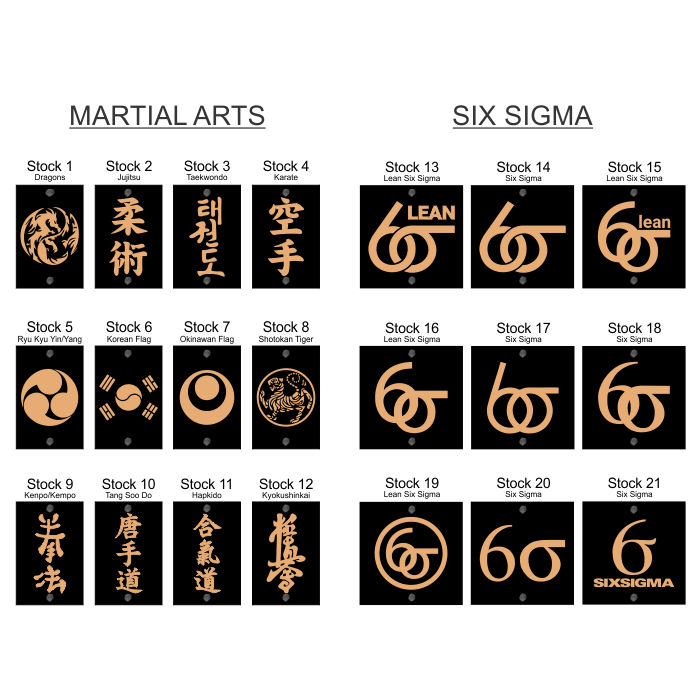 Martial Arts and Six Sigma Laser Engraved Display Plaques