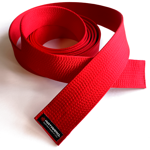 Martial Arts Red Satin Master Belt Unrolled