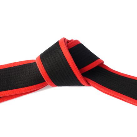 Deluxe Martial Arts Master Black Red Border Belt Tied