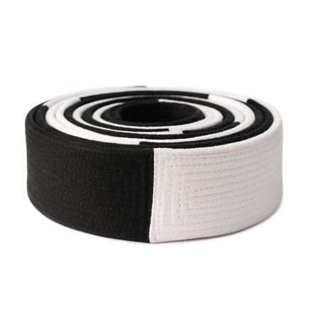 Deluxe Martial Arts Black White Panel Belt Rolled