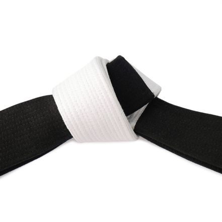 Deluxe Martial Arts Black White Panel Belt Tied
