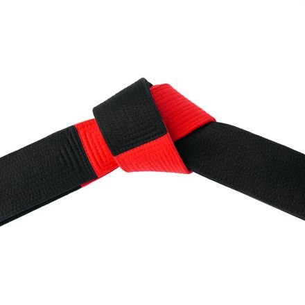 Deluxe Martial Arts Panel Belt Black Red Tied